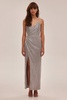 Spaghetti straps silver sparkling wrapped maxi dress