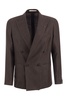 Tagliatore Double-Breasted Jacket In Wool And Linen in Brown