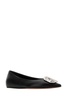 Amina Muaddi Women Camelia Flat Nappa Black  White Buc