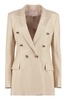 Genny Stretch Double-Breasted Blazer in Beige