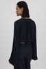 Cut-Out Flute Sleeve Blouse in Navy