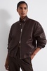 Atelier Leather Latched-Collar Bomber Jacket in Berry