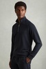 Textured Half-Zip Funnel-Neck Sweatshirt in Navy