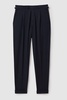 Textured Side Adjuster Regular Fit Trousers with Turn-Ups in Navy