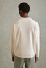 Cotton Crew Neck Long Sleeve T-Shirt in Off White