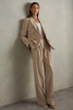 Petite Wool Pleat Front Wide Leg Suit Trousers in Neutral