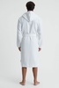 Textured Cotton Hooded Dressing Gown in White