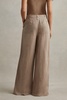 Linen Wide Leg Garment Dyed Trousers in Mink Neutral