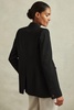 Petite Tailored Textured Wool Blend Double Breasted Blazer in Black