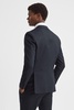 Modern Fit Satin Lapel Double Breasted Jacquard Blazer in Navy