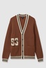 Push Tobacco Brown Ché Embroidered Varsity Cardigan