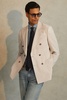 Slim Fit Double Breasted Blazer in Stone