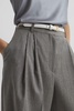 Wool Blend Pinstripe Wide Leg Trousers in Grey