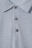 Merino Wool Polo Shirt in Soft Blue Melange