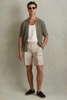 Cotton/Linen Blend Adjuster Shorts in Stone