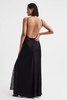 Anna Quan Satin Lace Cowl Neck Maxi Dress in Black