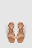 Leather Strappy High Heel Sandals in Biscuit