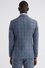 Slim Fit Wool Linen Check Double Breasted Blazer in Indigo