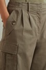 Cotton Blend Tapered Combat Trousers in Khaki