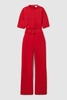 Wide Leg Belted Jumpsuit in Red