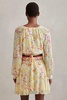 Floral Print Tie Waist Cropped Blouse in Pink/Yellow