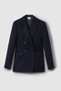 Wool Blend Double Breasted Suit Blazer in Navy