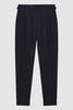 Slim Fit Brushed Wool Trousers in Navy