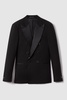 Slim Fit Double Breasted Tuxedo Jacket in Black