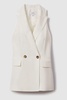 Viscose Linen Double Breasted Suit Waistcoat in White