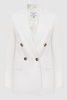 Double Breasted Linen Blazer in White