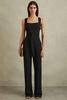 Cross Back Belted Jumpsuit in Black