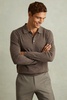 Merino Wool Polo Shirt in Dark Brown Melange