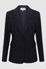 Wool-Blend Single Breasted Suit Blazer in Navy