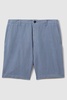 Cotton Linen Blend Internal Drawstring Shorts in Airforce Blue