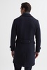 Double Breasted Wool Blend Military Overcoat in Navy