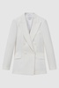 Petite Double Breasted Crepe Suit Blazer in White