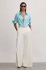 Anna Quan Wide Leg Linen Blend Trousers in Ivory