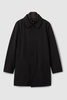 Hybrid Removable Funnel Neck Overcoat in Black