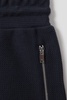 Textured Cotton Drawstring Shorts in Navy