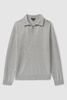 Wool-Cashmere Open-Collar Polo Shirt in Soft Grey Melange