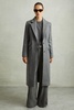 Petite Wool-blend Serge Longline Coat in Grey