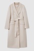 Petite Wool Blend Double Breasted Blindseam Trench Coat in Neutral