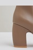 Leather Blocked Heel Ankle Boots in Taupe