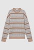 Wool Fairisle Pattern Crew Neck Jumper in Camel