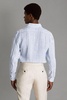 Linen Button-Through Shirt in Soft Blue Herringbone Stripe