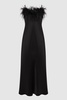 Sleeper Feather Midi Slip Dress in Black