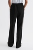 Petite Wide Leg Pull On Trousers in Black