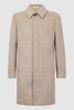 Wool Check Mid Length Coat in Oatmeal