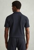 Textured Zip-Neck Polo Shirt in Navy