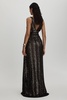 Halston Plunge Neck Sequin Maxi Dress in Black